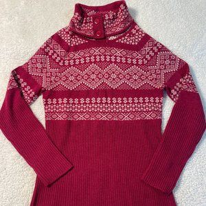 Krimson Klover Snowflake 100% Wool Sweater Pullover Collared Button Small
